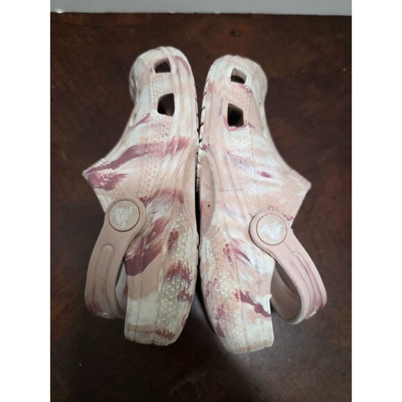 Crocs Girls Classic Clog Sandals Pink Beige Tie-Dye Slip-On Lightweight Water-Re - Picture 6 of 9